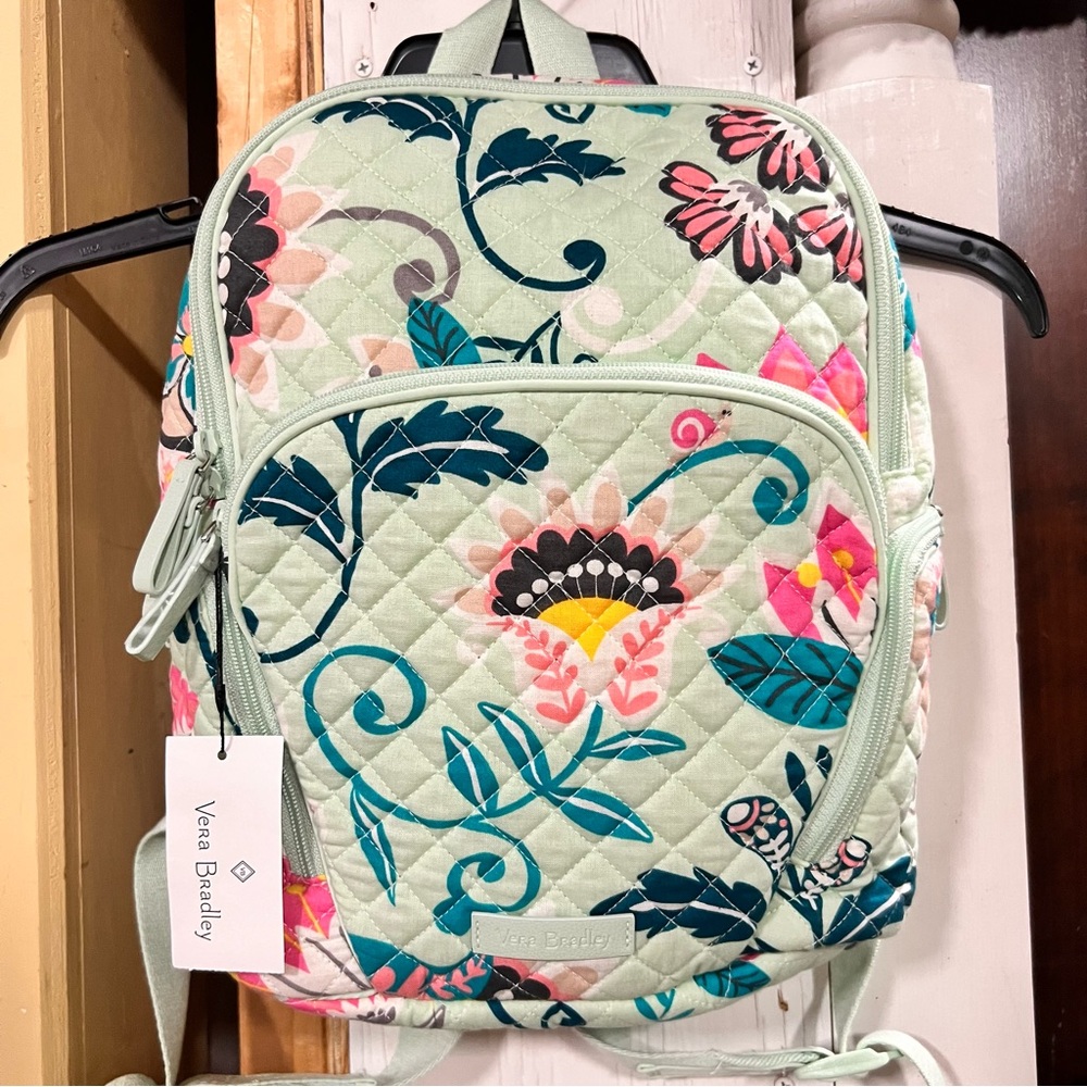 Vera Bradley Hadley Backpack Mint Flowers NWT